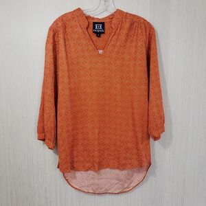 Escapada orange with white circular knot design 3/4 sleeve blouse